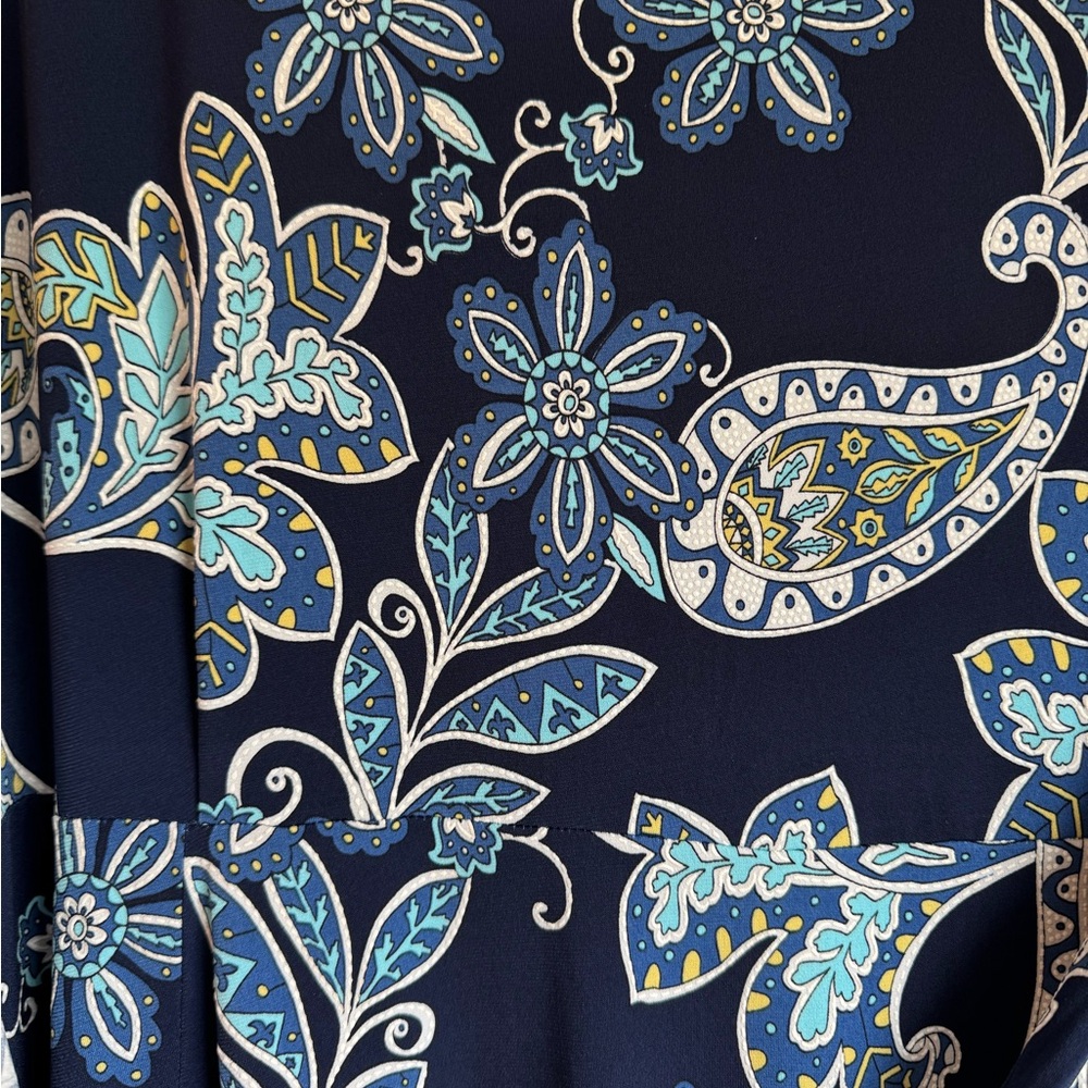 Robbie Bee Navy and Teal Floral Midi Dress - Picture 3 of 4